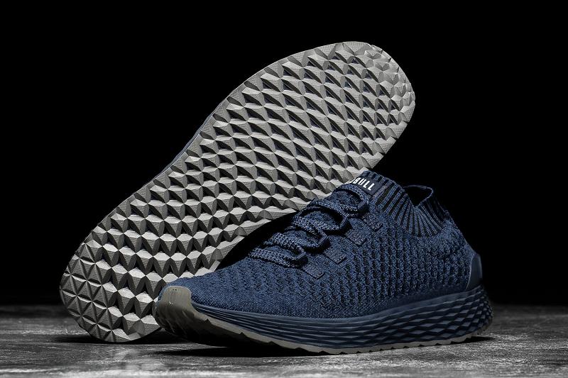 Navy Nobull Midnight Knit Runner Men's Running Shoes | CA D1025F